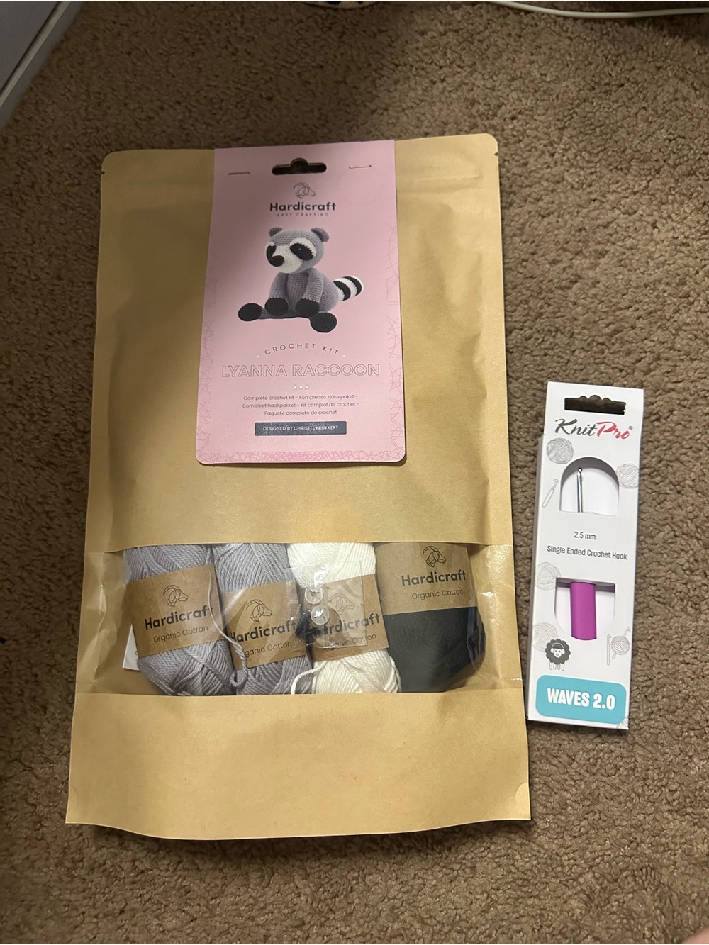 Crochet Kit - Gray & Cream Raccoon